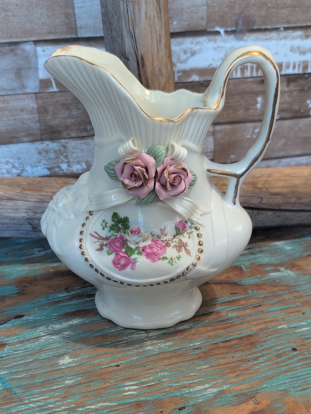 Vintage Victorian Style Floral Pitcher For Decor Only